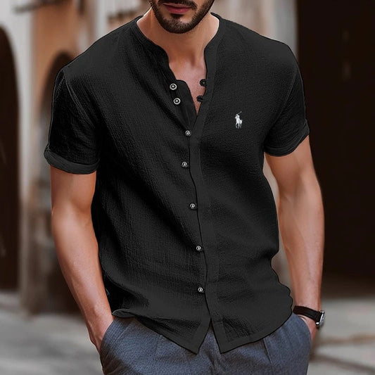 Fashionable Men's Vintage Button Cotton and Linen Shirt